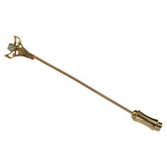 Art Deco Cultured Pearl 
10K Yellow Gold Stick Pin - Canada - Circa 1920
s