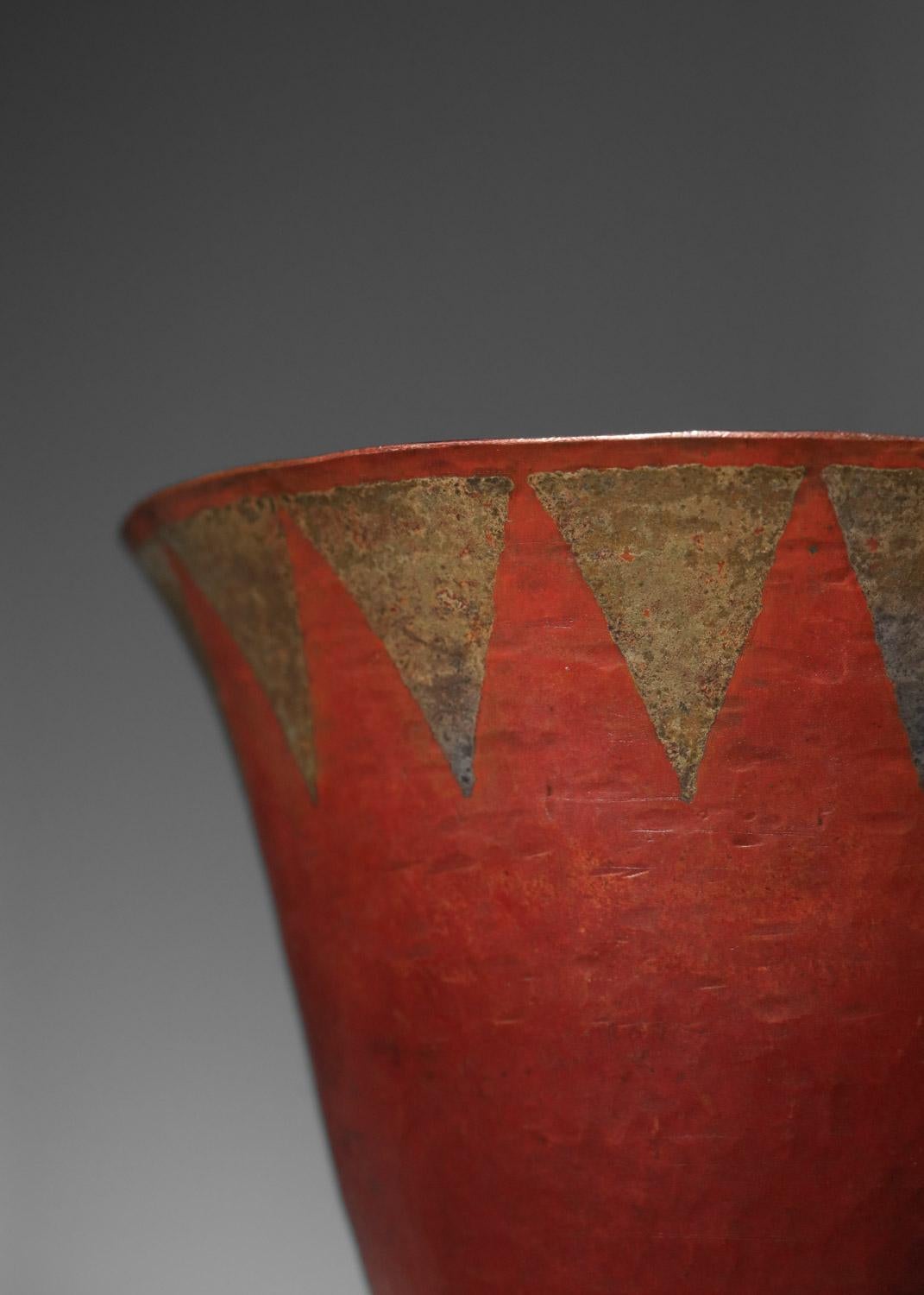 Tazza Art Deco di Claudius Linossier in rame martellato Lione francese Art Deco 1930 in vendita 2