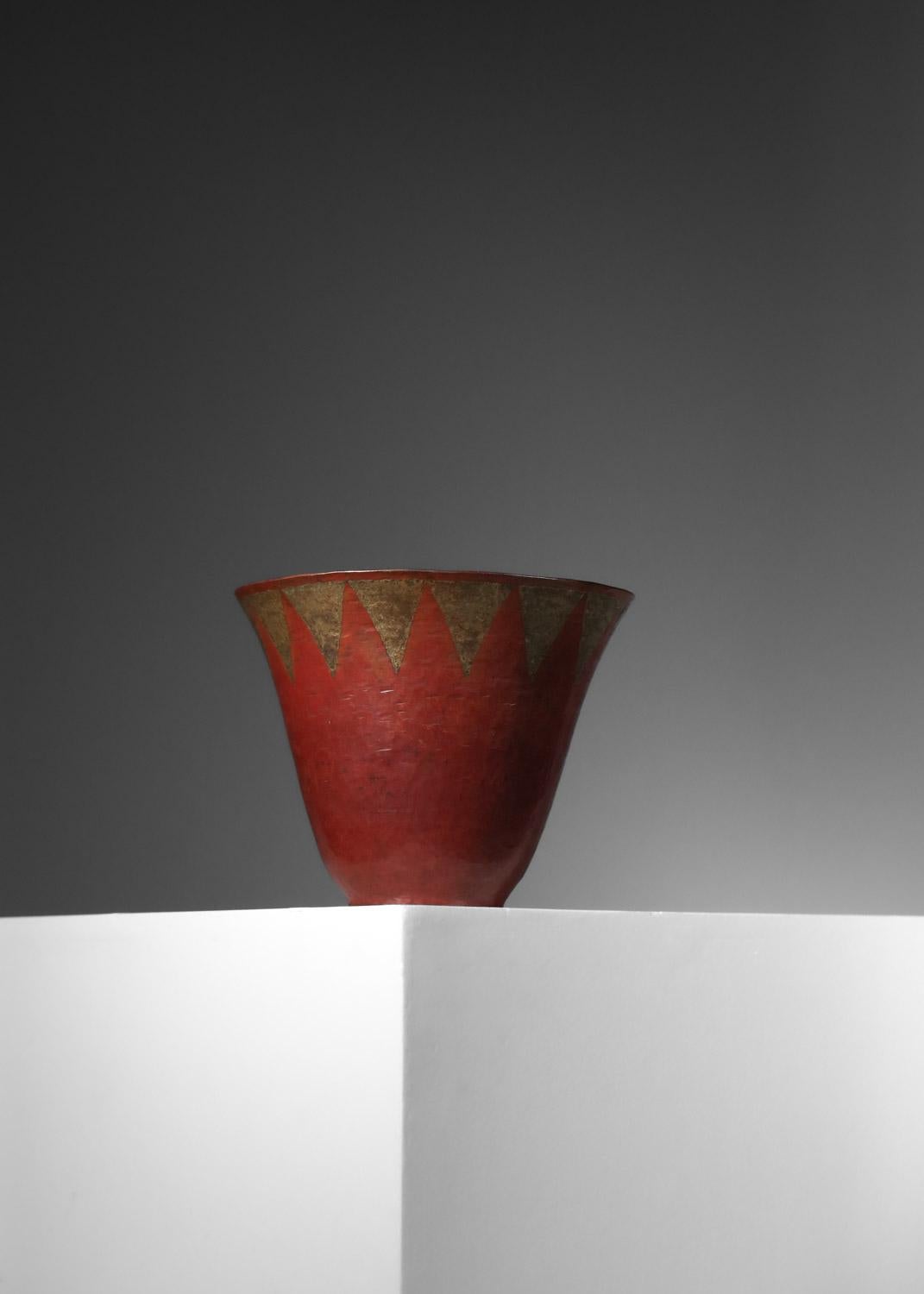 Tazza Art Deco di Claudius Linossier in rame martellato Lione francese Art Deco 1930 in vendita 4