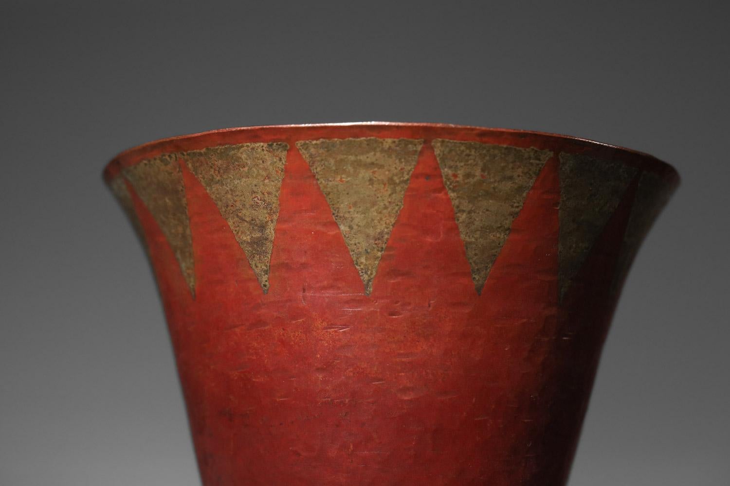 Tazza Art Deco di Claudius Linossier in rame martellato Lione francese Art Deco 1930 in vendita 5