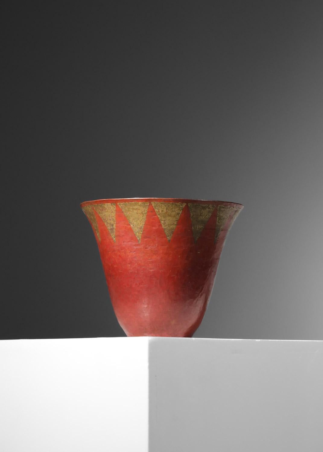 Tazza Art Deco di Claudius Linossier in rame martellato Lione francese Art Deco 1930 In condizioni buone in vendita a Ternay, Auvergne-Rhône-Alpes