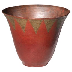 Art Deco cup by Claudius Linossier in hammered copper French lyon art deco 1930