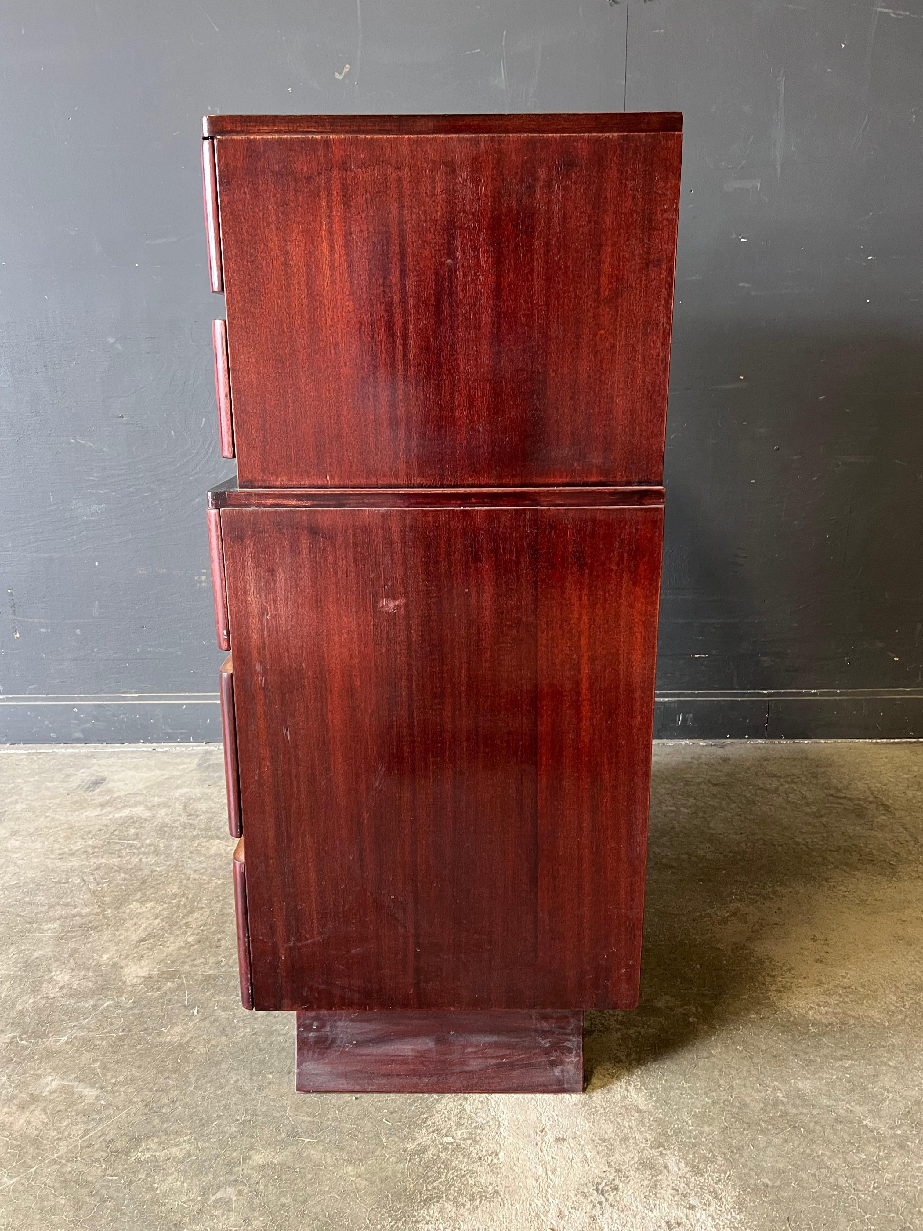 Art Deco Curly Maple and Mahogany Dresser by R-Way For Sale 2