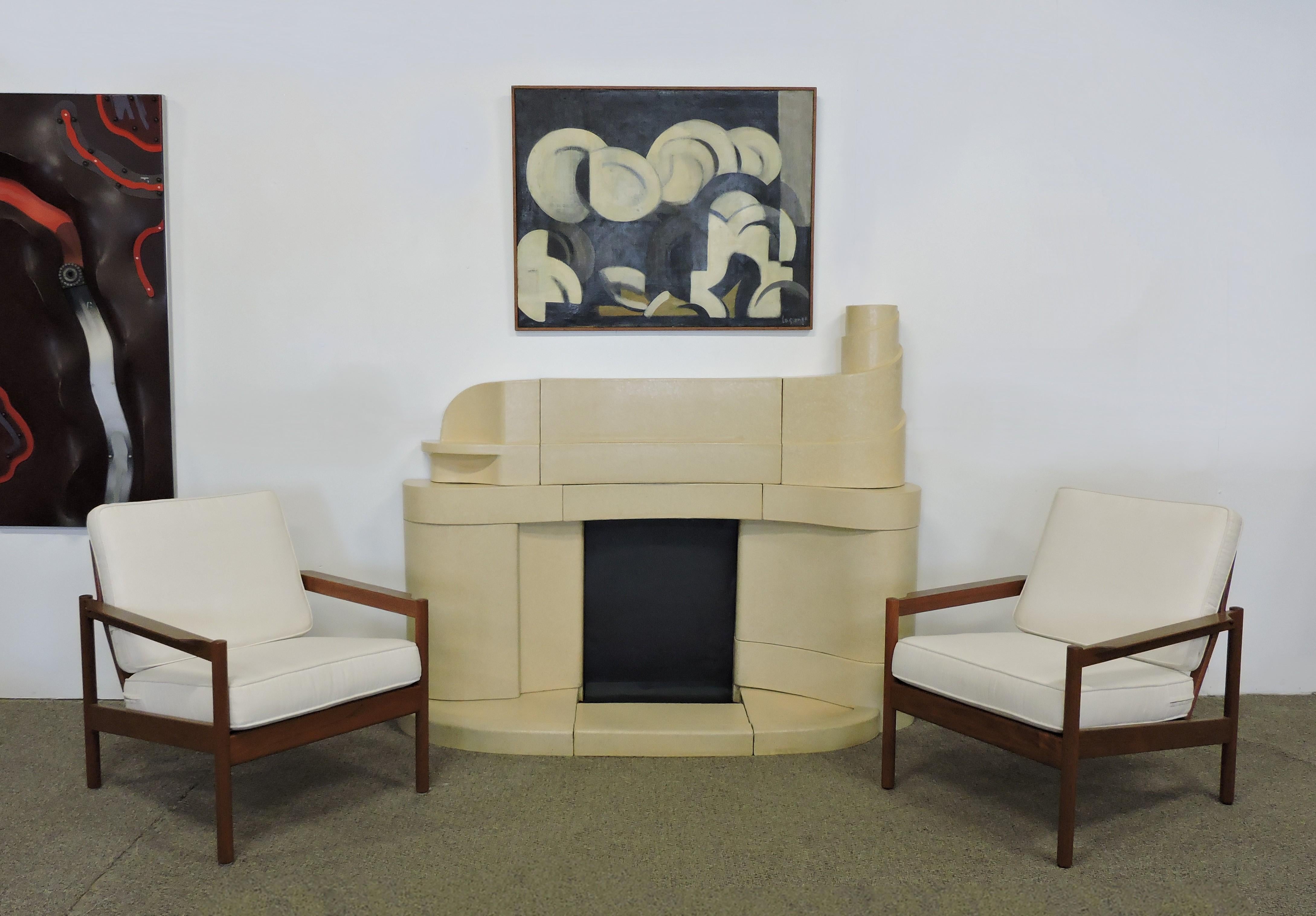 Art Deco Curved and Wavy Streamline Ceramic Fireplace Mantel Surround 7