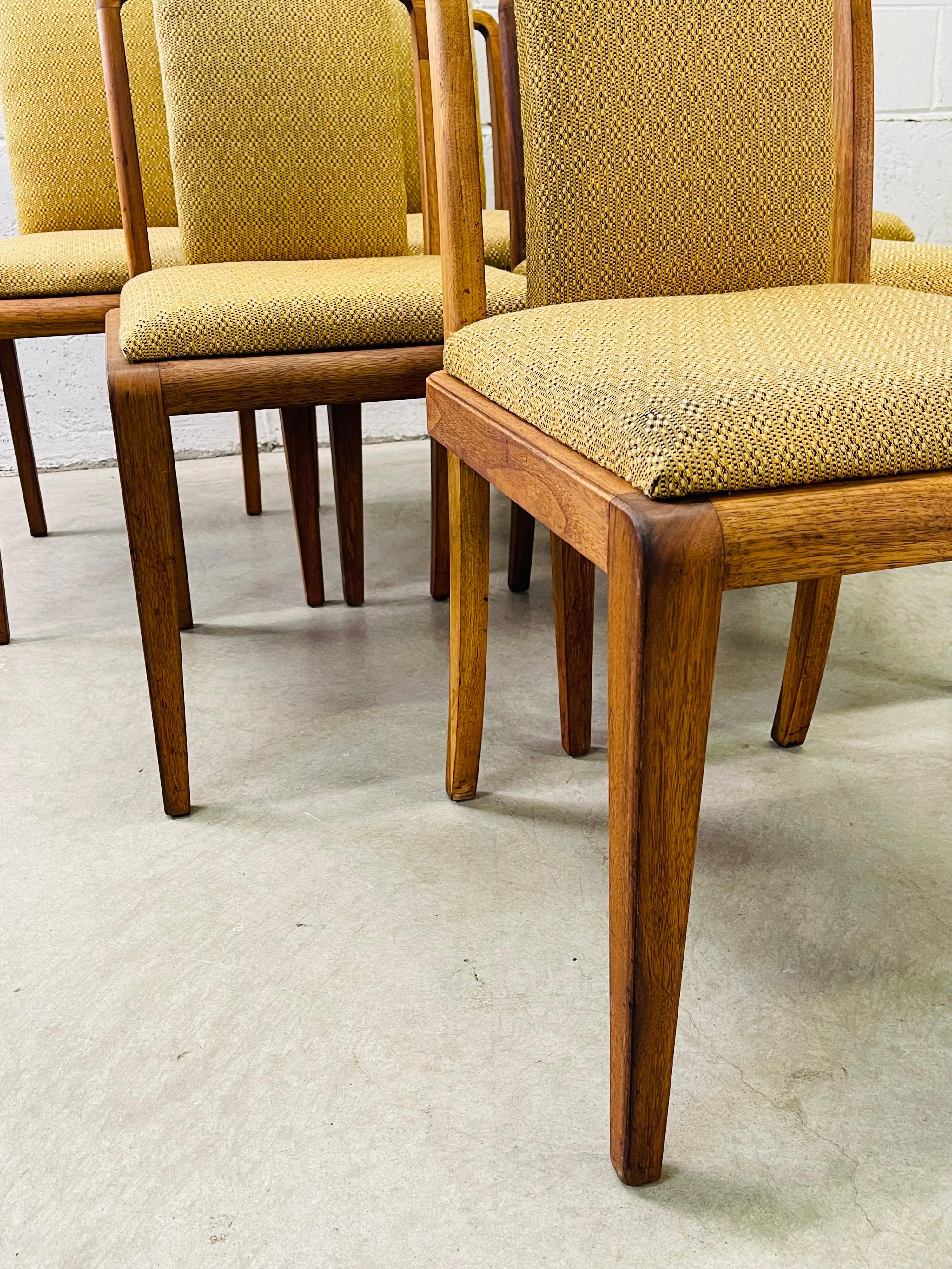 Fabric Art Deco Curved Back Dining Room Chairs, Set of 6 For Sale