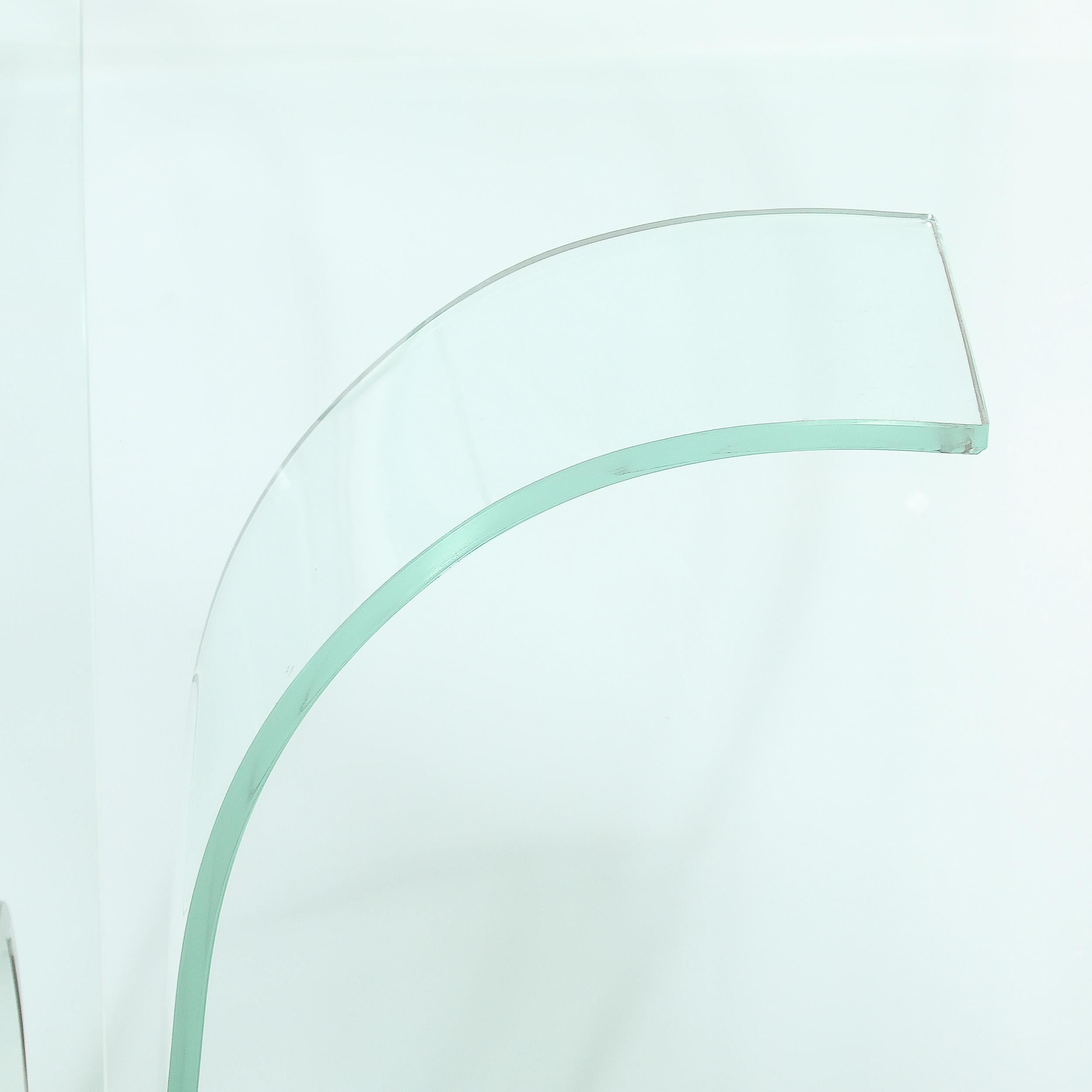 Konsolentisch aus geschwungenem Glas im Art déco-Stil mit schwarz lackiertem Sockel von Modernage im Angebot 9