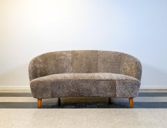 Art Deco Curved Sheepskin "Sahara" Sofa Sweden, 1940s