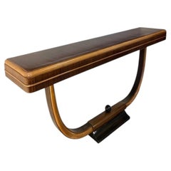 Art Deco' Curved Wood Console, 1940s
