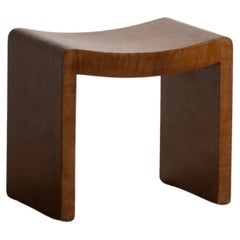 Sgabello curvilineo Art Deco in Wood Wood, Ebanisteria italiana, realizzato negli anni '40