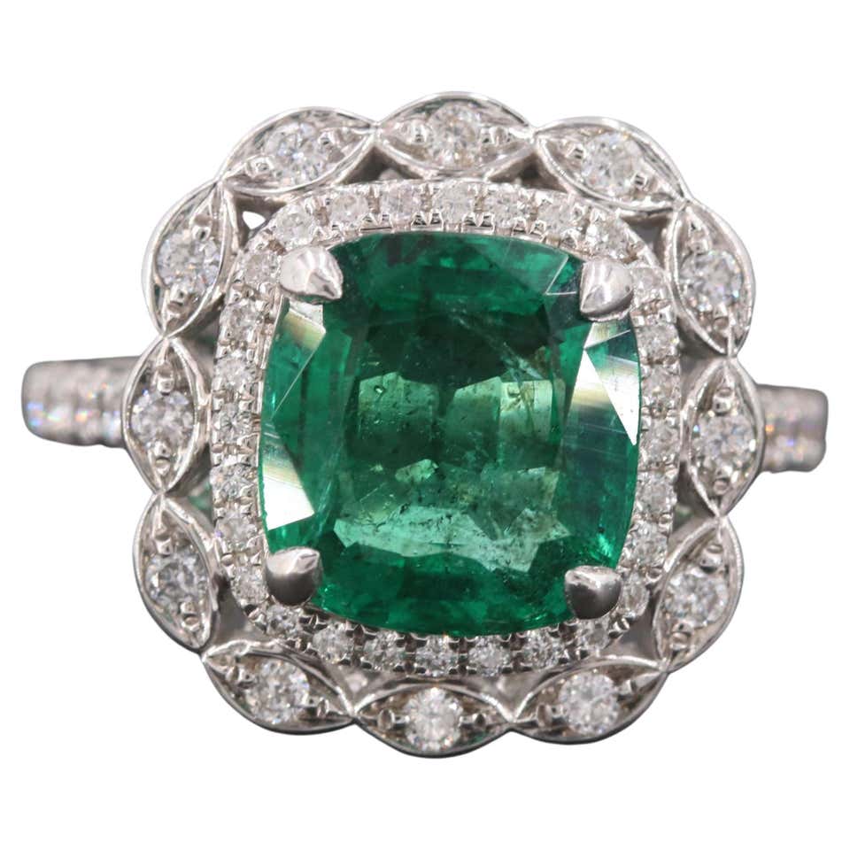 Art Deco Emerald Cut Diamond and Sapphire Ring at 1stDibs