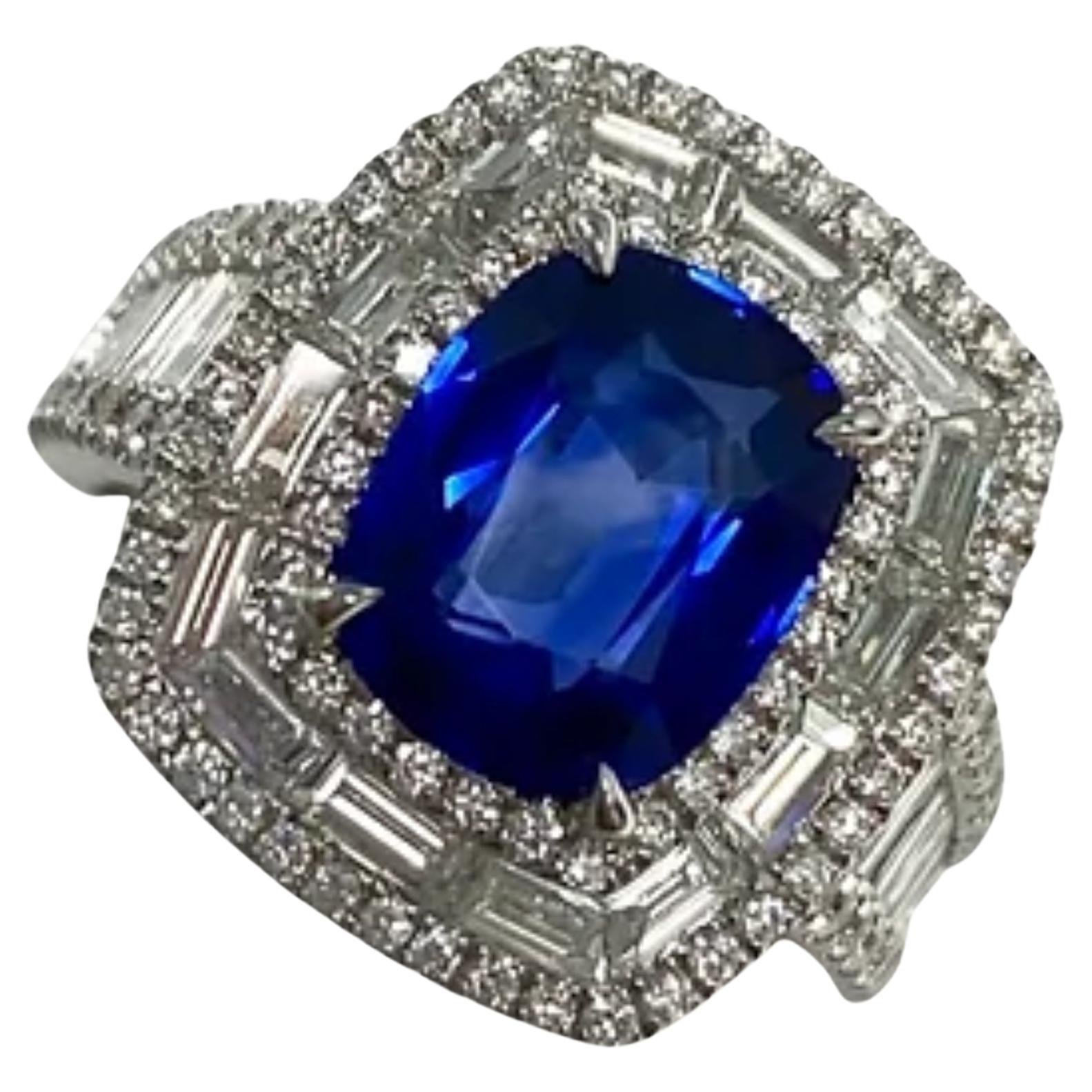 For Sale:  Antique 3 CT Natural Sapphire Diamond Engagement Band in 18K Gold, Cocktail Ring