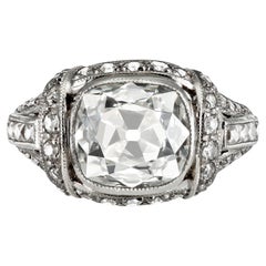 Art Deco Cushion Shape Old Mine Diamond Ring, American, circa 1930