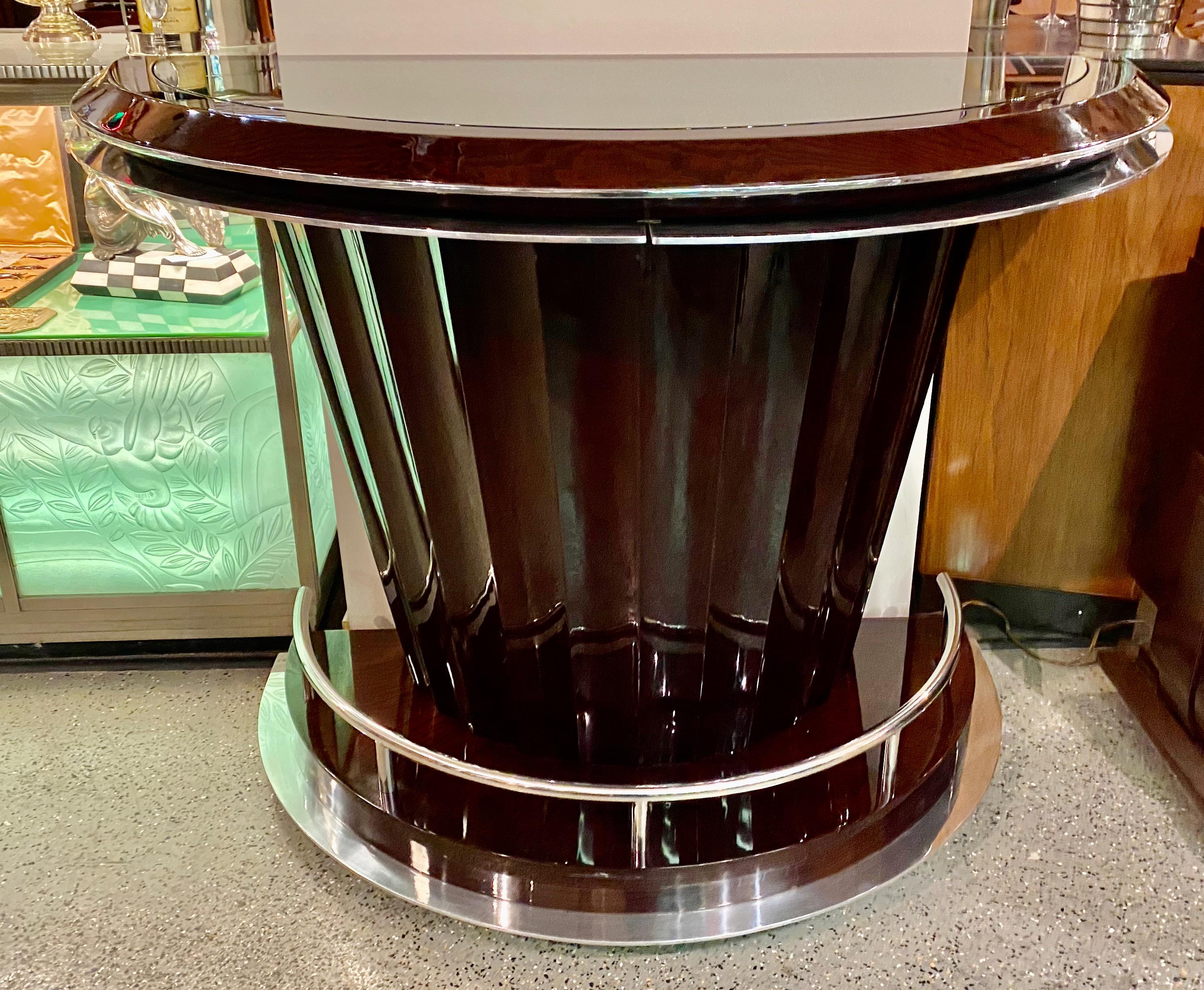 Art Deco Custom Fluted Front Stand Behind Bar with Chrome In Good Condition In Oakland, CA