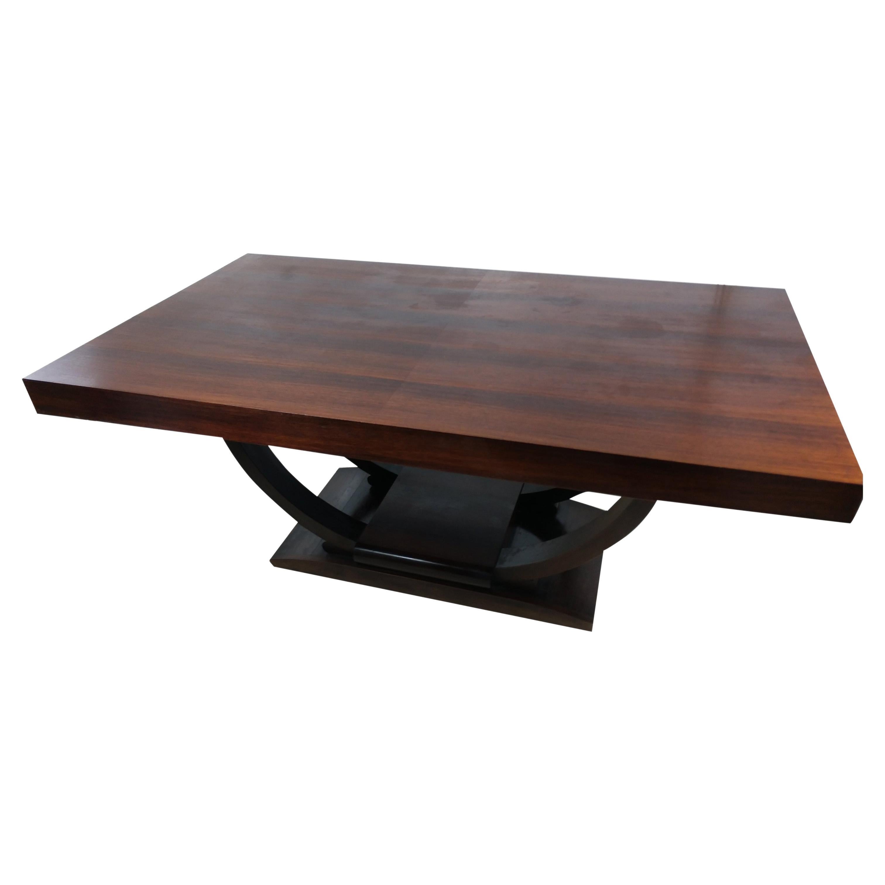 Art Deco Custom Made Mid Century Rosewood Dining Table & 2 Table Leaf Extensions