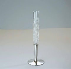 Art Deco Cut Crystal and Sterling Silver Solitary Vase
