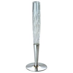 Vase solitaire en cristal taillé Art Déco et argent sterling