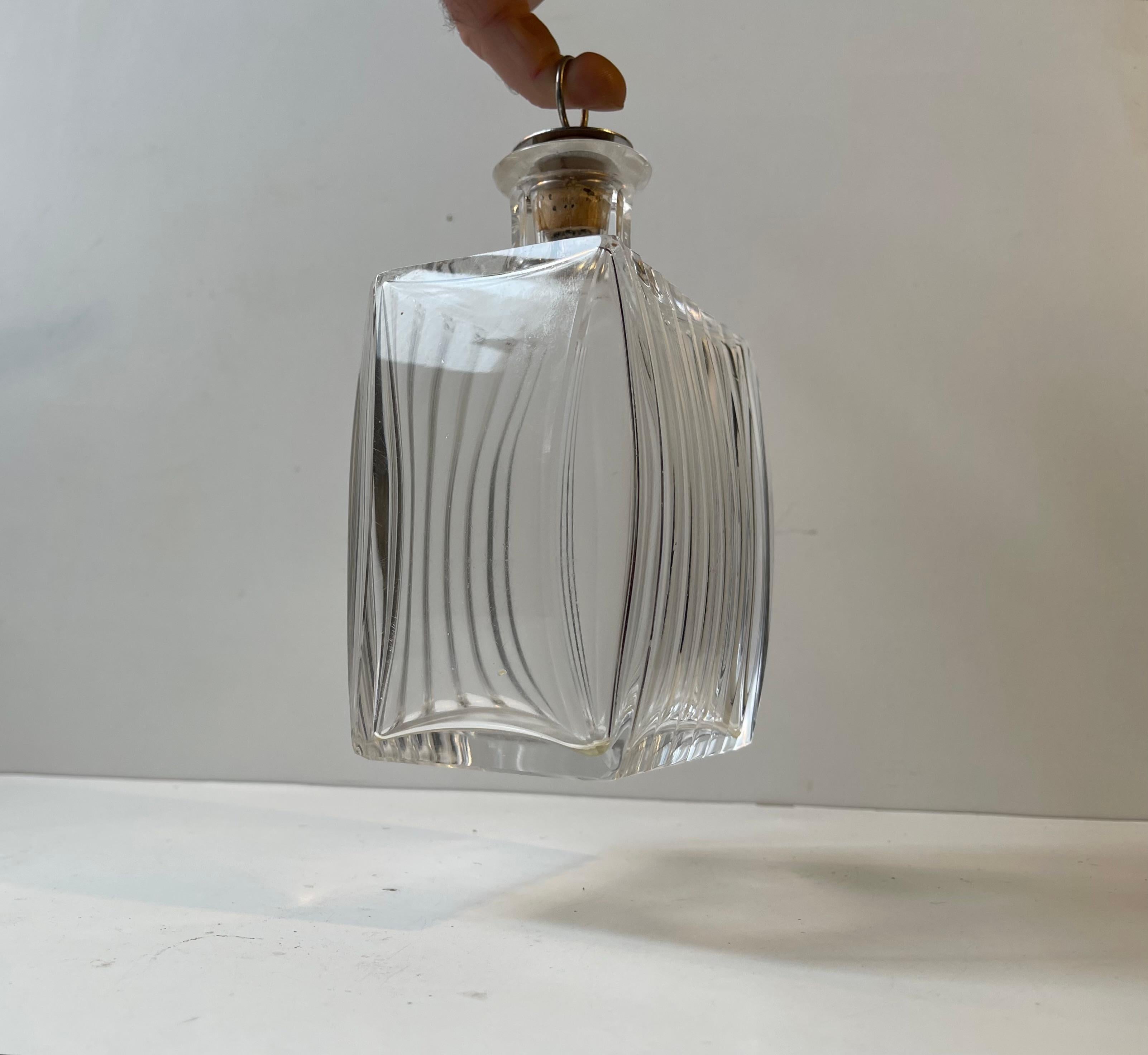 Scandinavian Art Deco Cut Crystal 'Cushion' Decanter, Danish 1930s For Sale