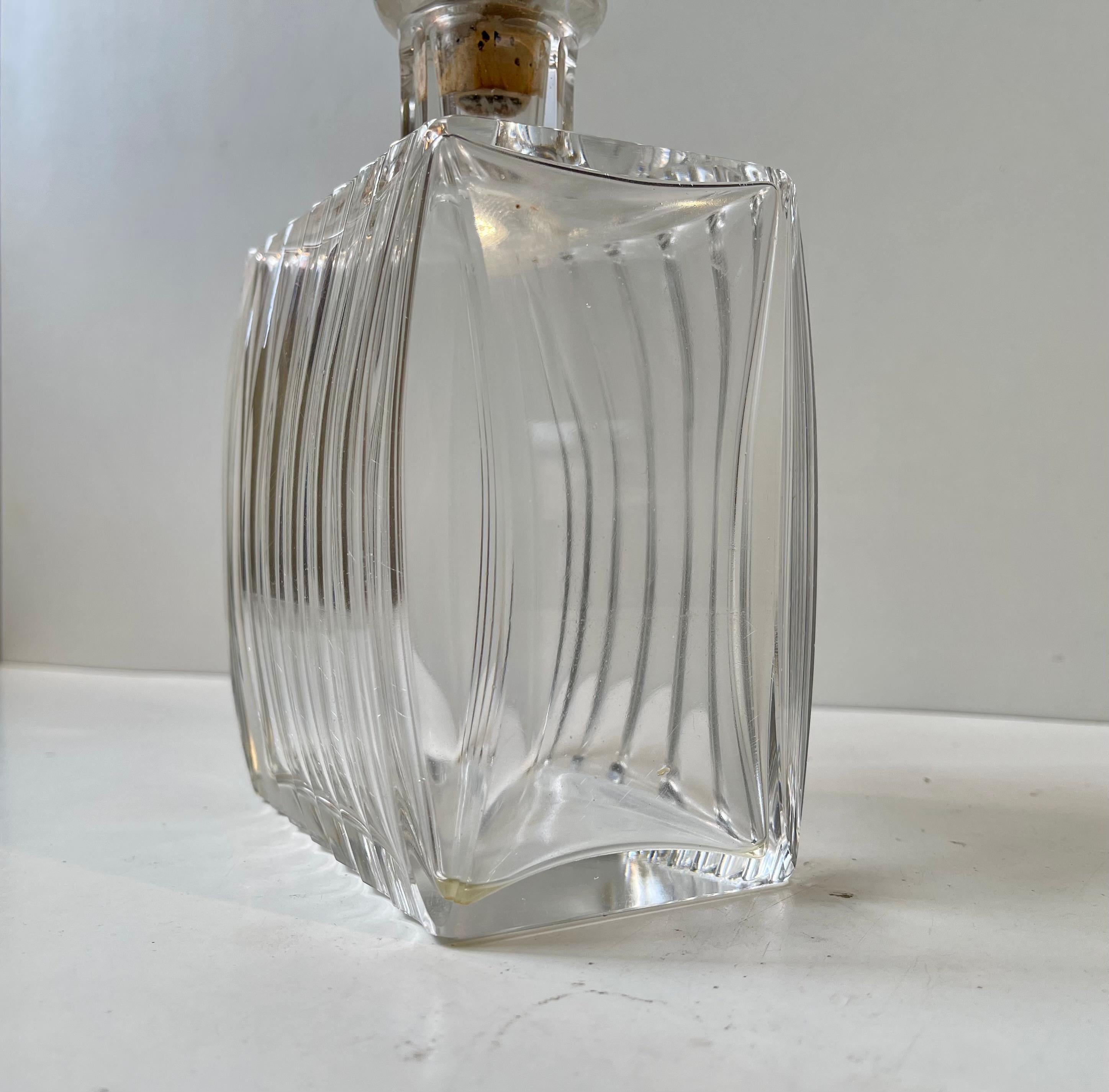 Art Deco Cut Crystal 'Cushion' Decanter, Danish 1930s In Good Condition For Sale In Esbjerg, DK