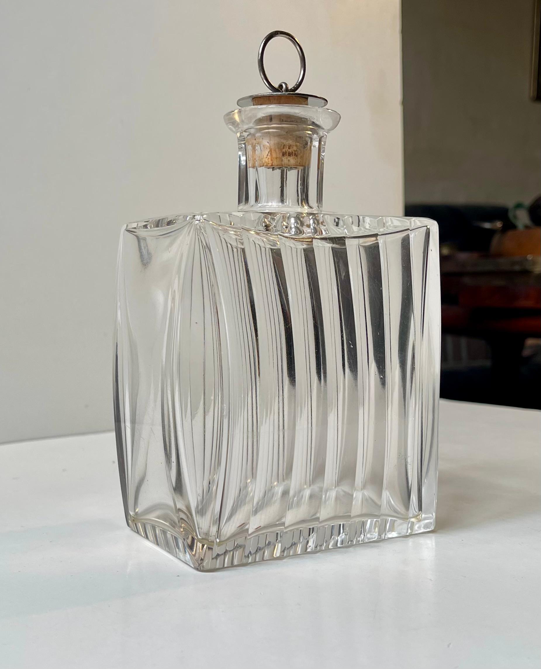 Mid-20th Century Art Deco Cut Crystal 'Cushion' Decanter, Danish 1930s For Sale