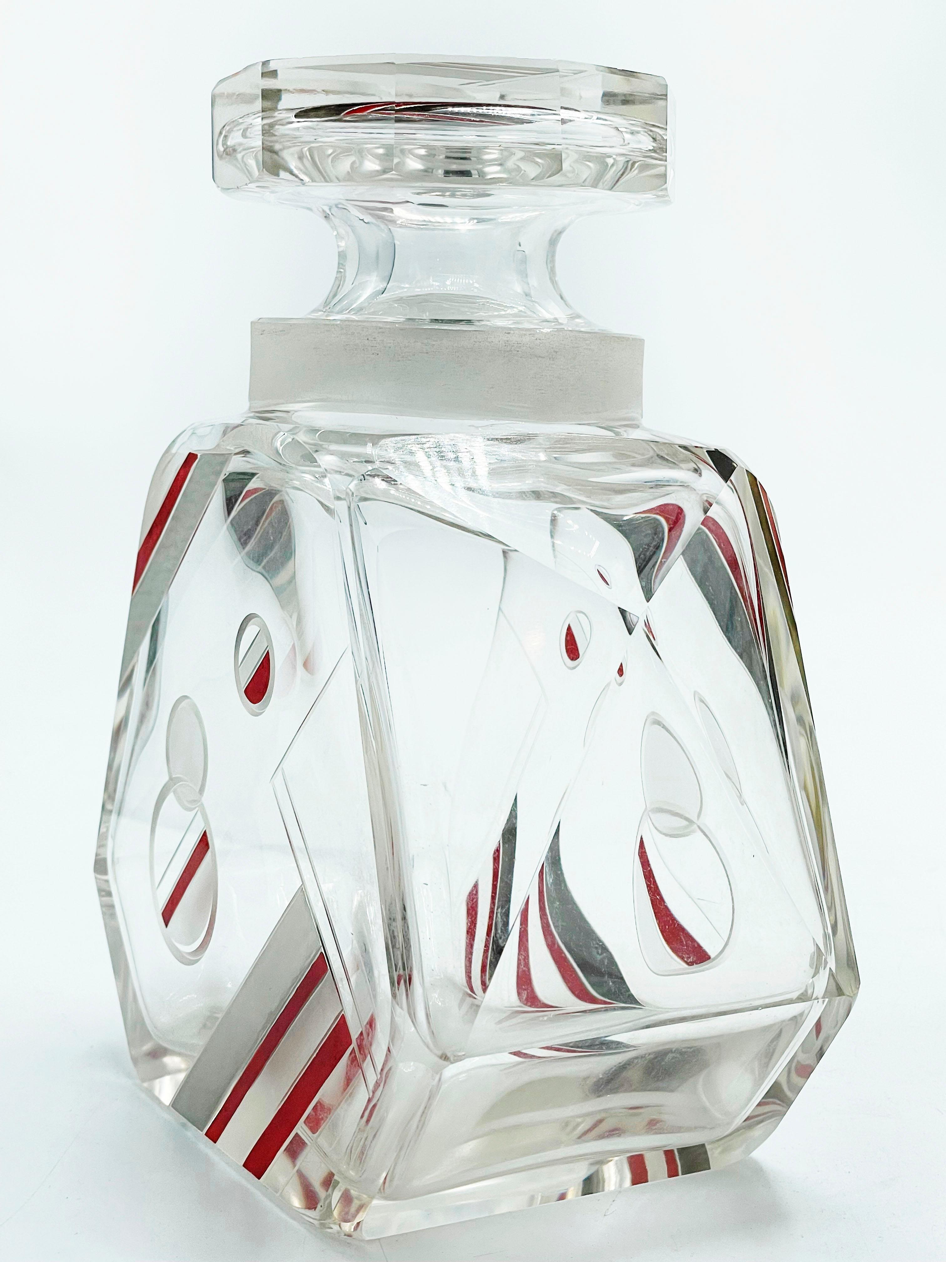Art Deco-Karaffe aus geschliffenem Kristall von Karl Palda im Angebot 4
