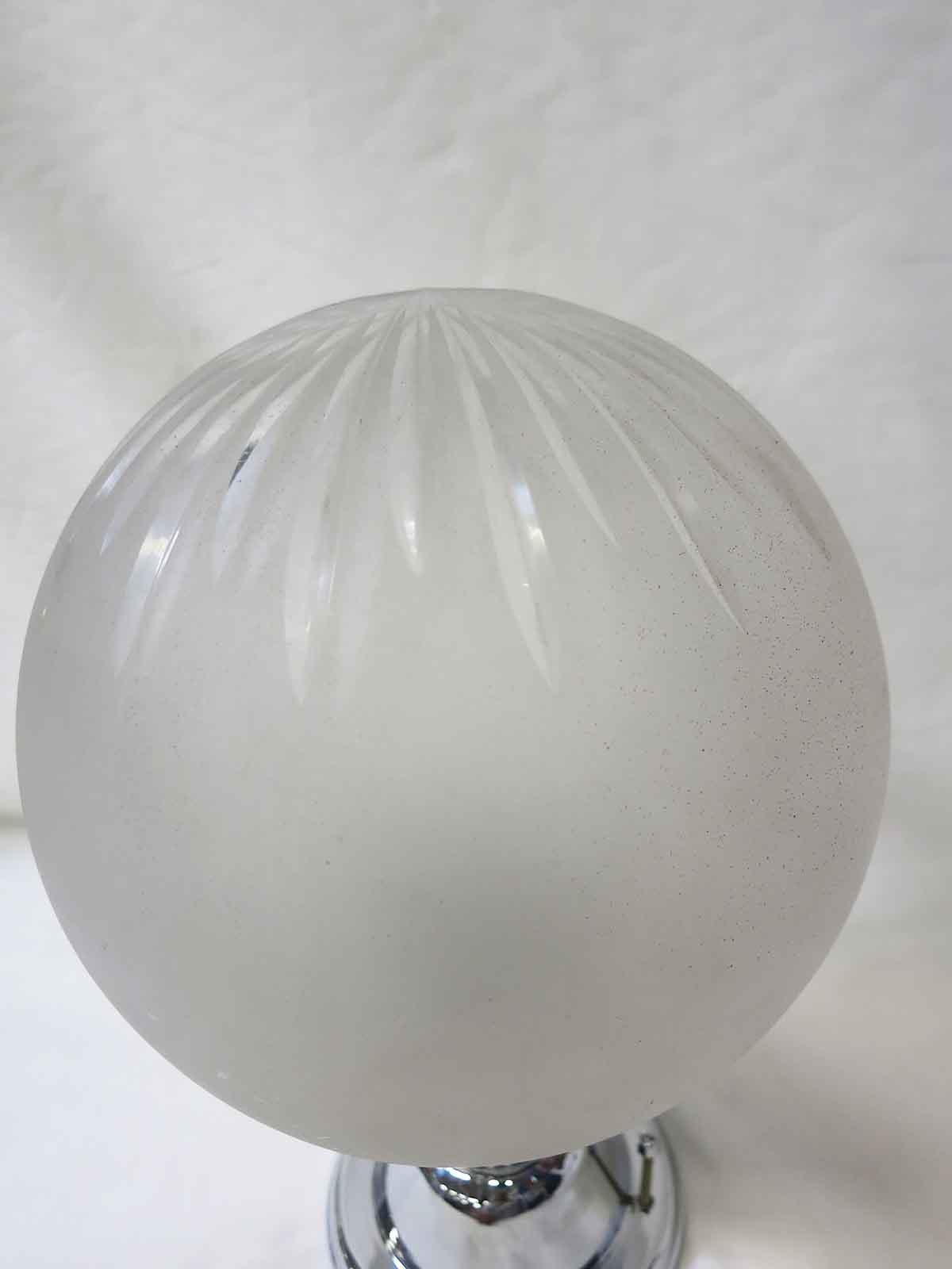 American Art Deco Cut Crystal Frosted Sphere Ceiling Glass Globe Pendant