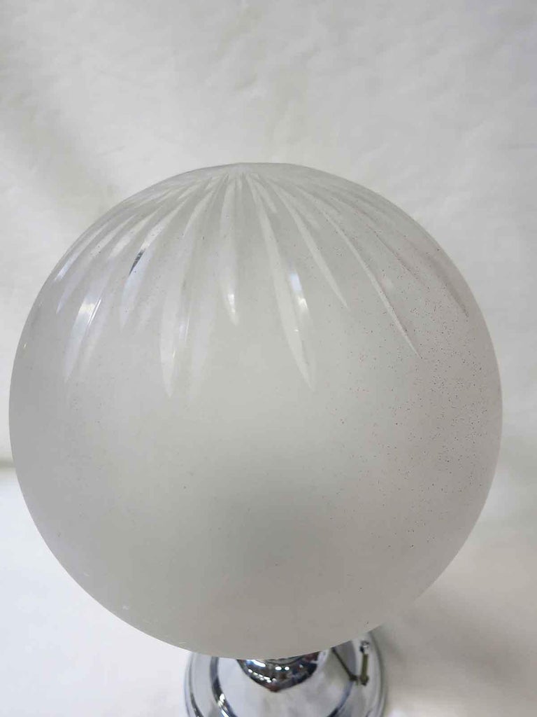 Art Deco Cut Crystal Frosted Sphere Ceiling Glass Globe Pendant at 1stDibs