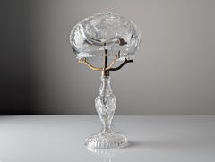 Art Deco Cut Crystal Mushroom Table Lamp, 1920s
