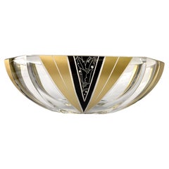 Art Deco Cut Glass Enamel Decorated Bowl, c1930