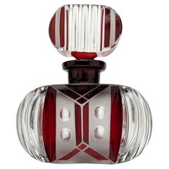 Art Deco Cut Glass & Enamel Ladies Perfume Bottle, c1930