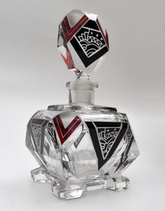 Art Deco Cut Glass Glass Perfume Bottle by Karl Palda, C1930s