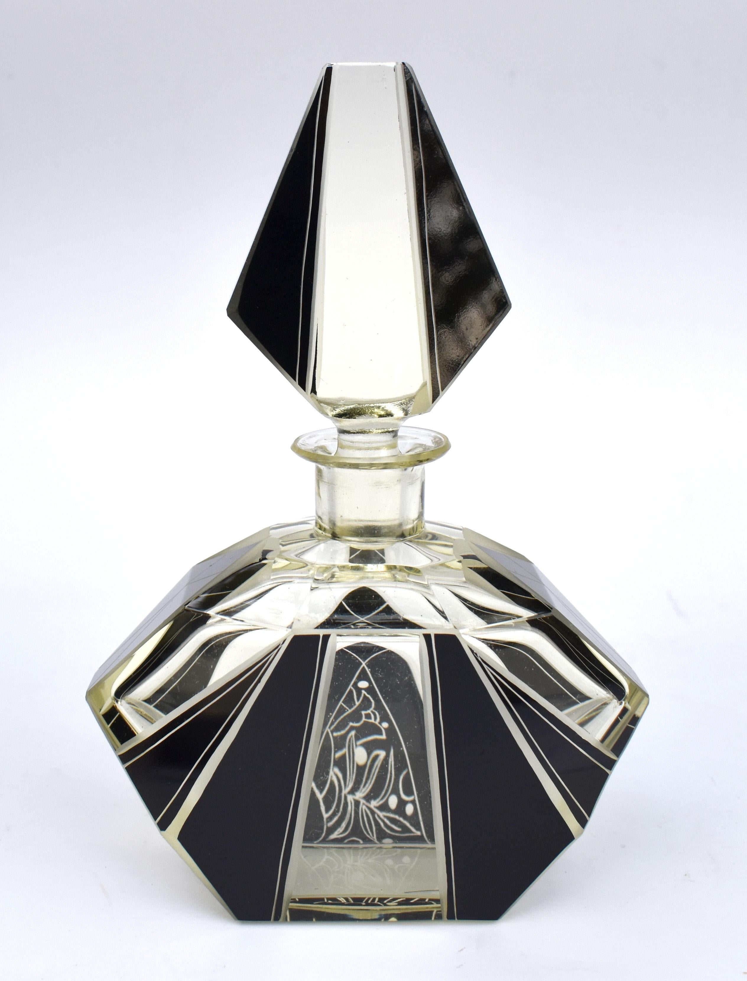 Art Deco Cut Glass Perfume Bottle by Karl Palda, c1930s 1