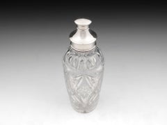 Art Deco Cut Glass Silver Cocktail Shaker