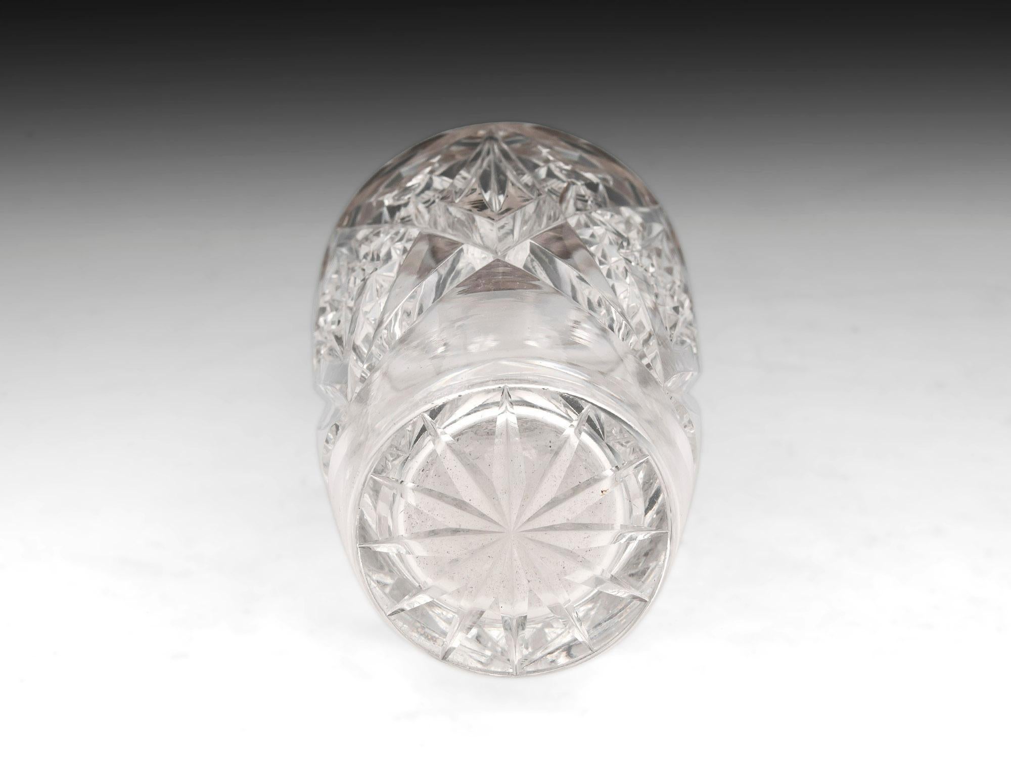 Art Deco Cut Glass Silver Cocktail Shaker For Sale 1