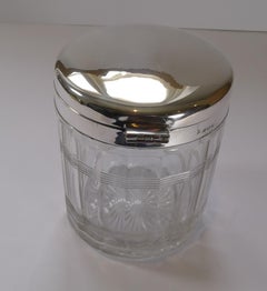 Biskuitkasten / Eiskübel aus geschliffenem Glas und Sterlingsilber im Art déco-Stil, 1927