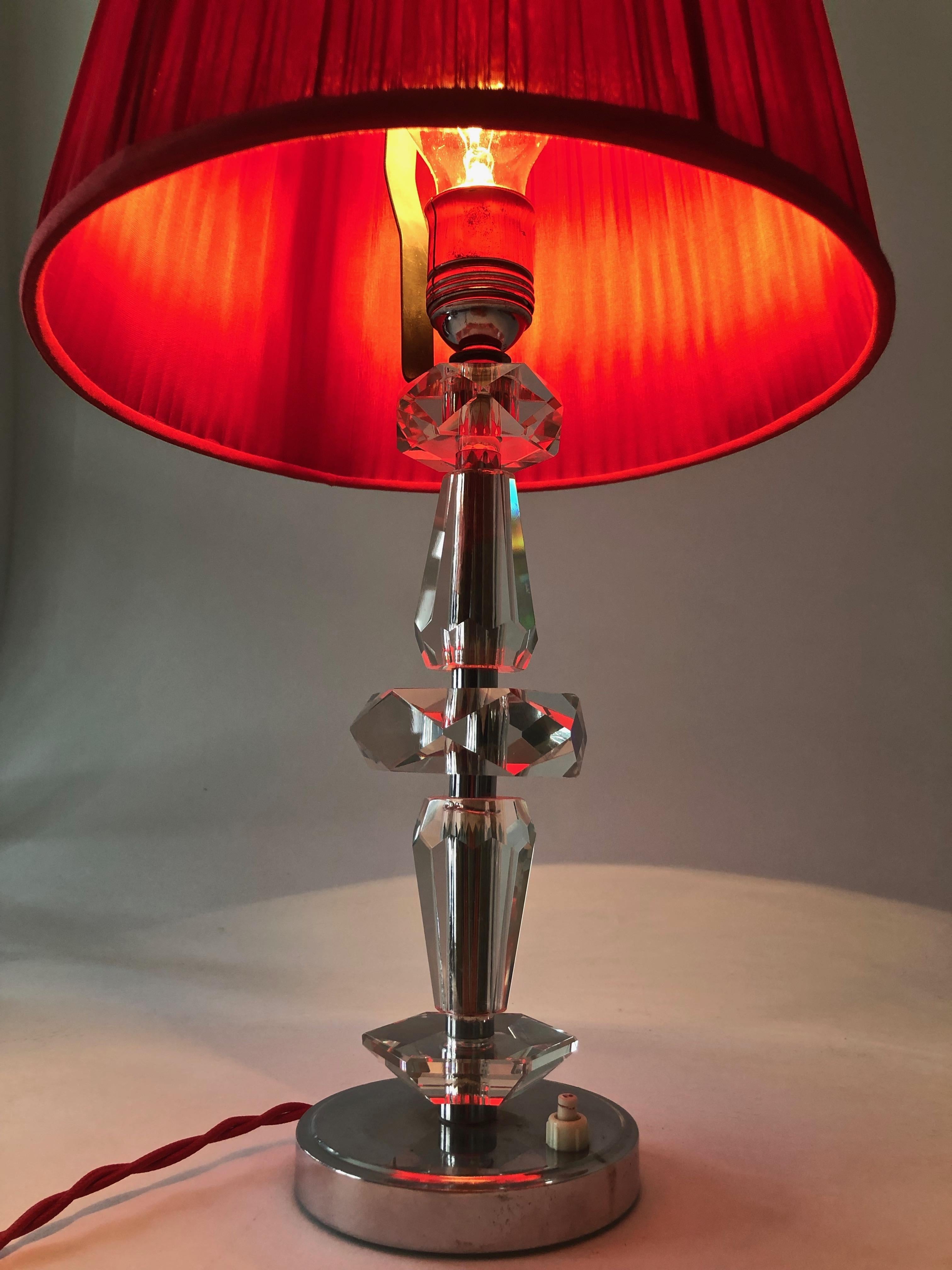 Art Deco, Cut Glass Table Lamp from France For Sale 4