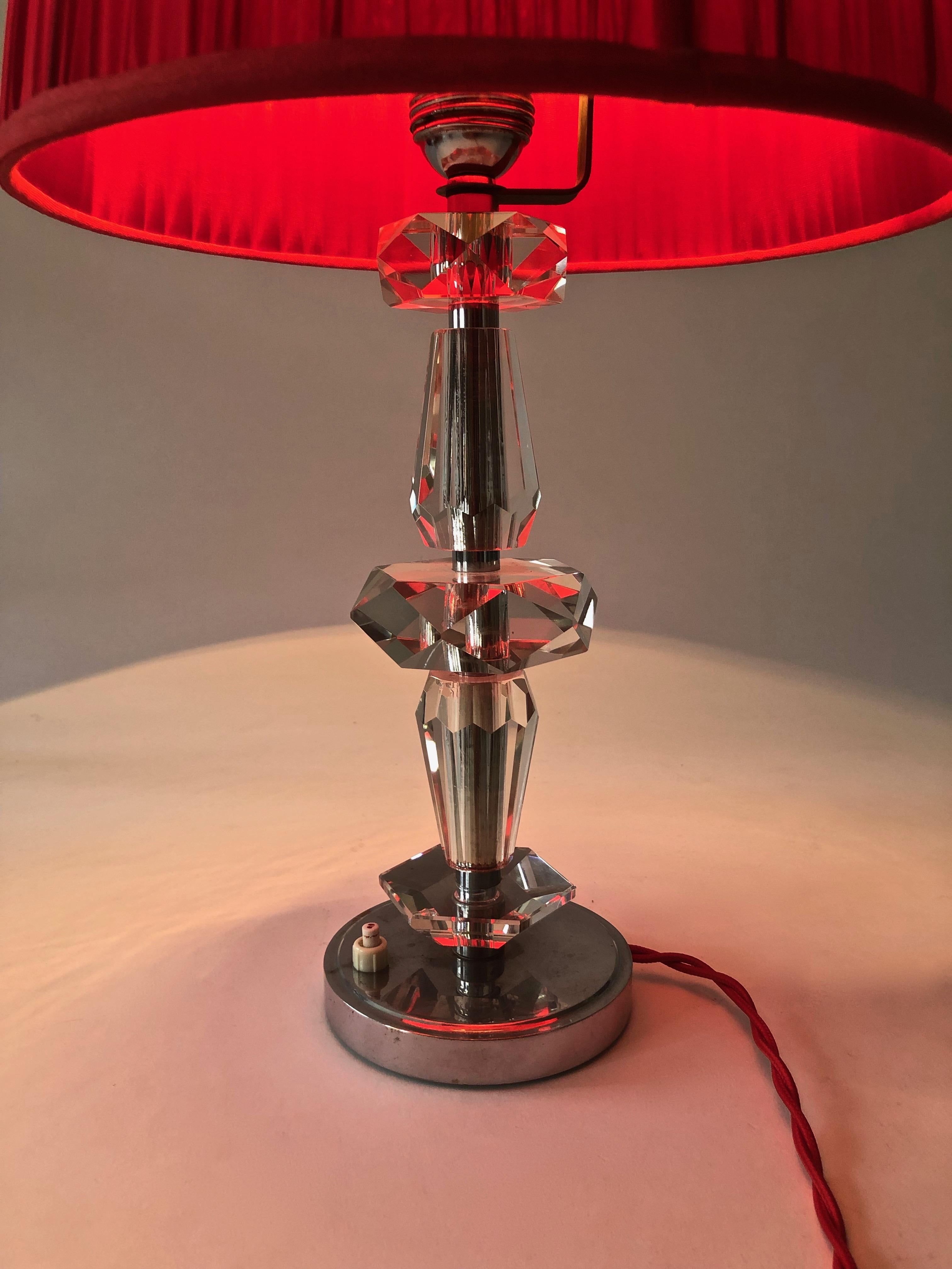 Art Deco, Cut Glass Table Lamp from France For Sale 5