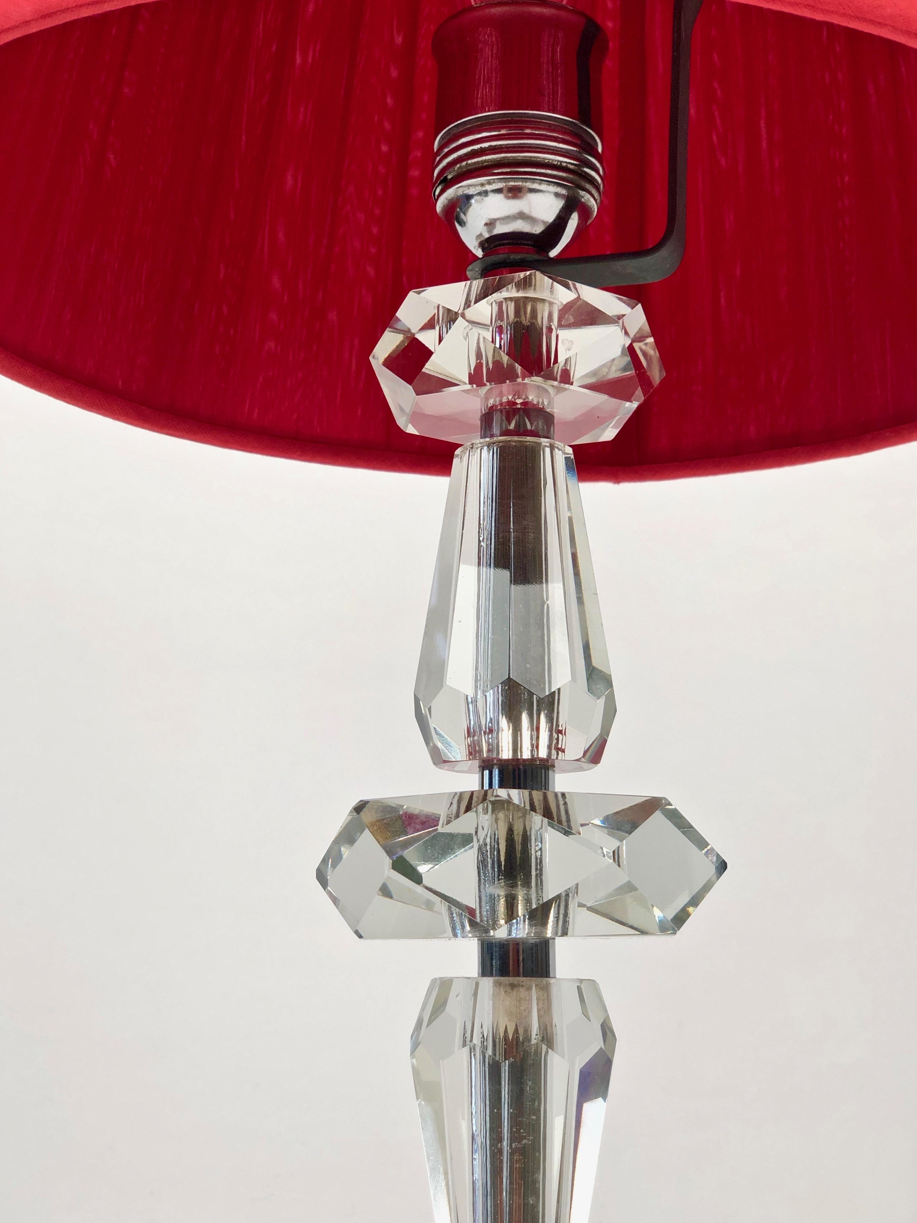 Early 20th Century Art Deco, Cut Glass Table Lamp from France For Sale