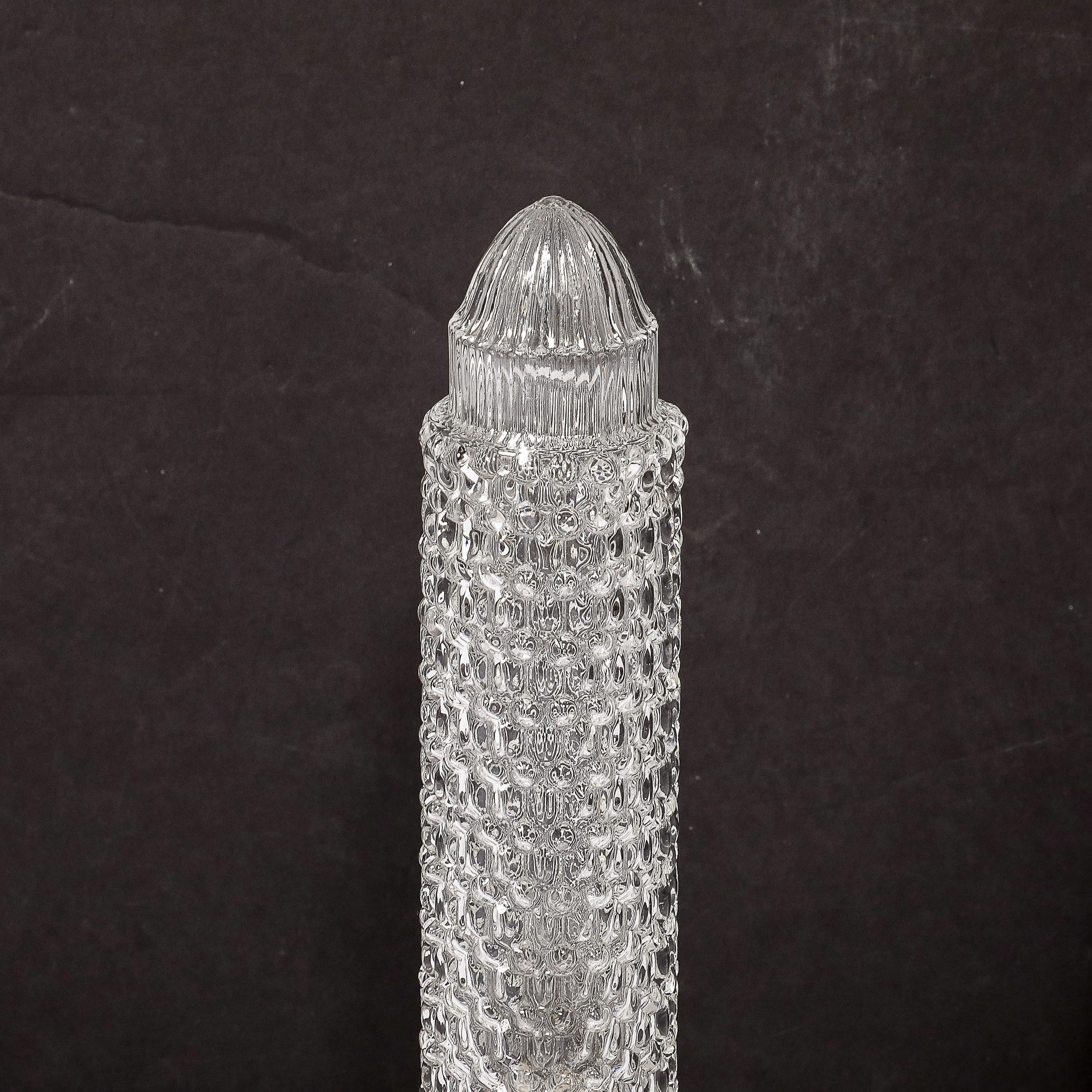 Vetro tagliato Art Deco  Lampada a giorno con dettagli geometrici e scanalati su base esagonale in vendita 6