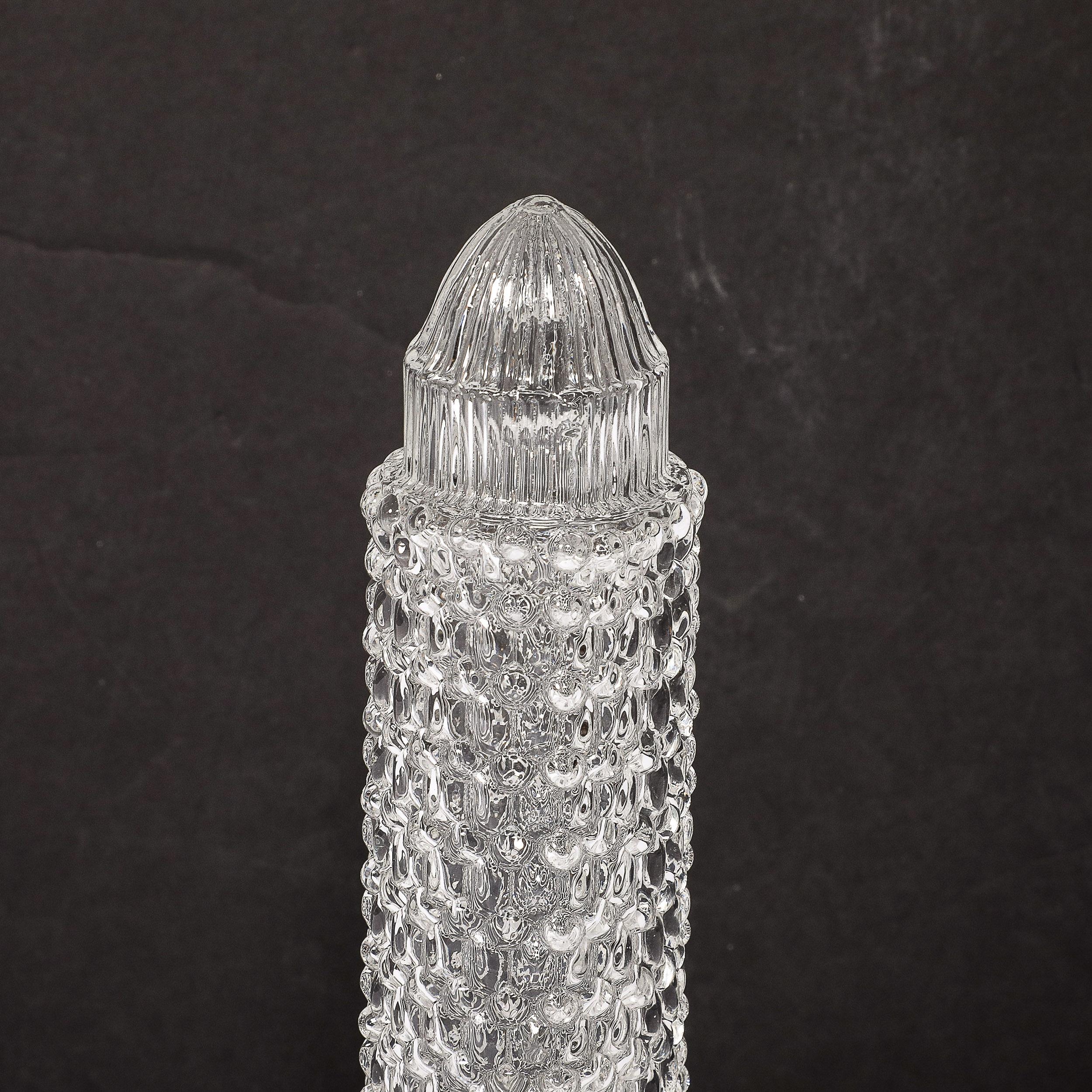 Vetro tagliato Art Deco  Lampada a giorno con dettagli geometrici e scanalati su base esagonale in vendita 10