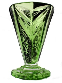 Art Deco Cut Glass Vase By Karl Palda, c1930