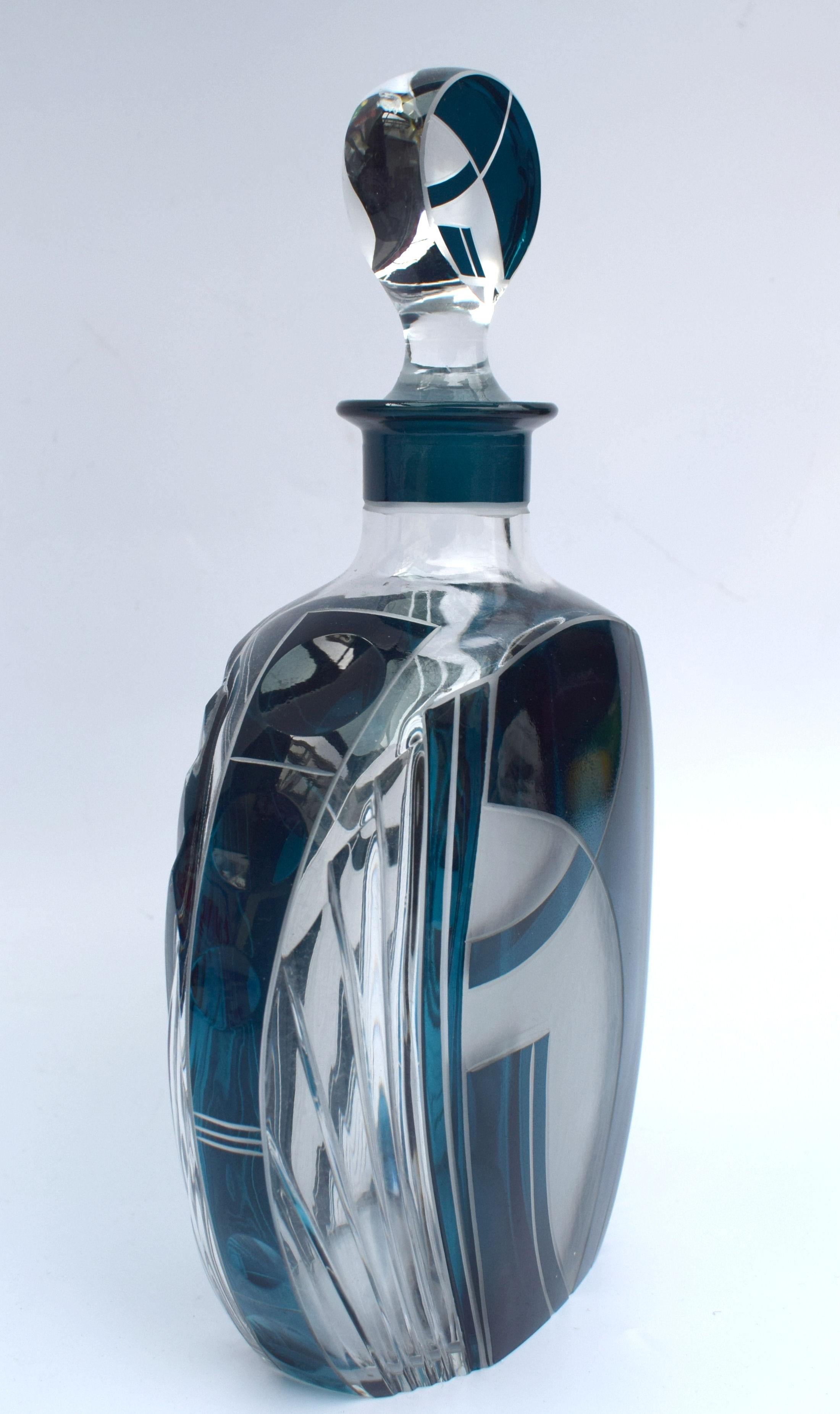 20th Century Art Deco Cut Glass Whisky Decanter Set, circa 1930