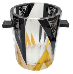 Raffreddatore per vino in vetro tagliato Art Deco di Karl Palda, 1930 ca.