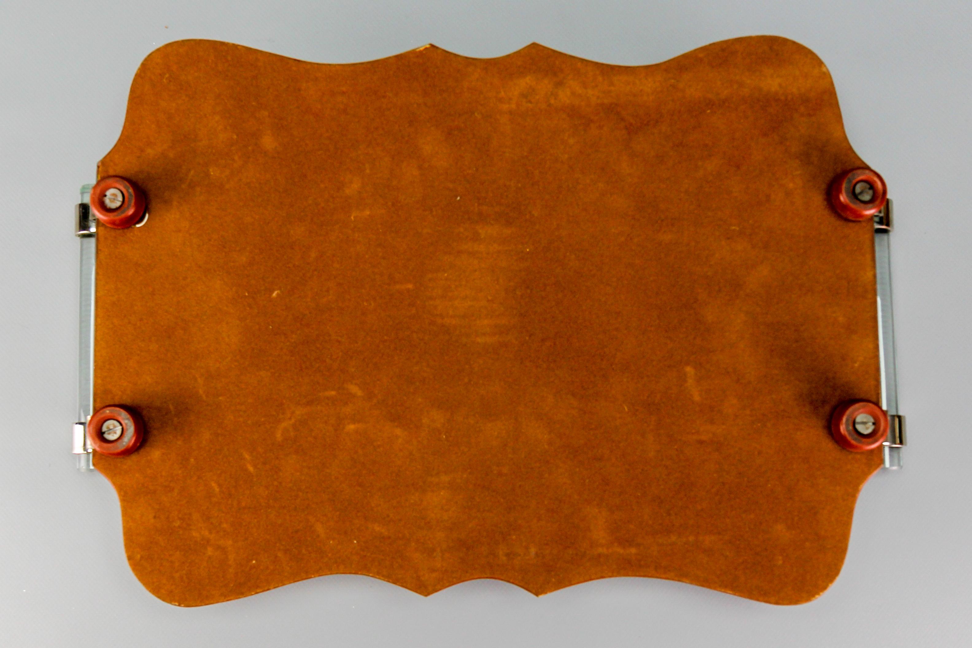 Bandeja para servir Art Deco de espejo tallado, cristal y cromo, Francia, años 30 en venta 8