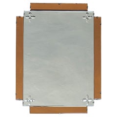 Art Deco Wheel Cut Mirror w Peach Mirrored Panels, Wired and Ready to Hang