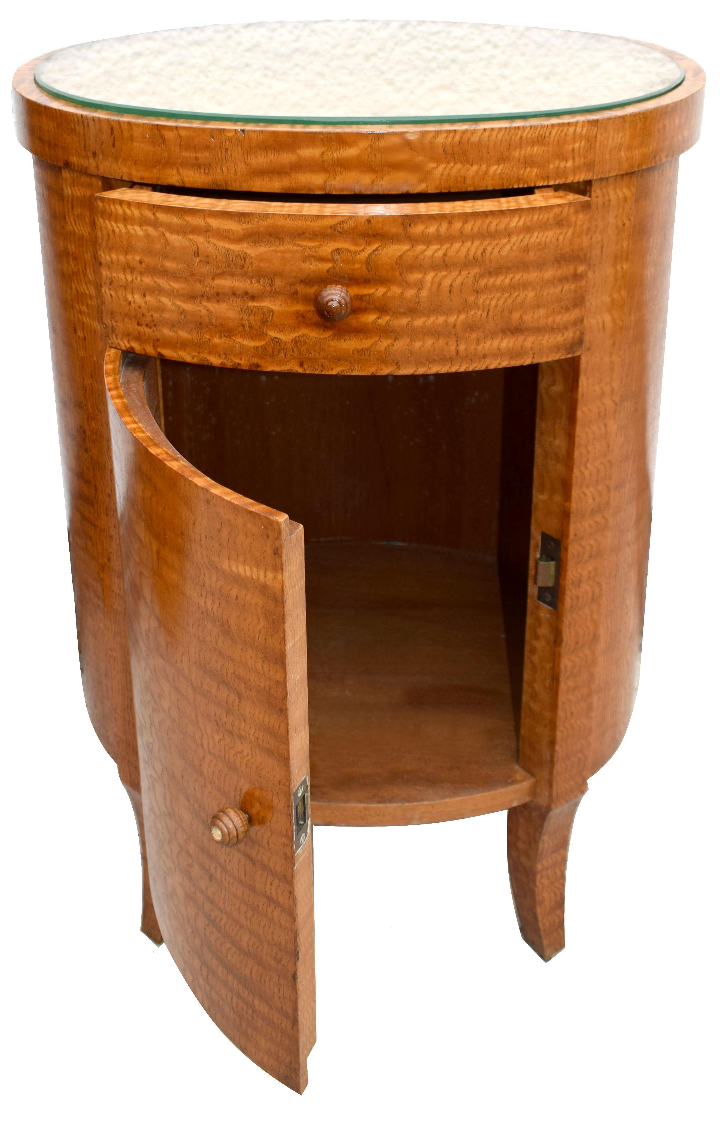 French Art Deco Cylindrical Chinese Burl Ash Cabinet, France, circa 1930