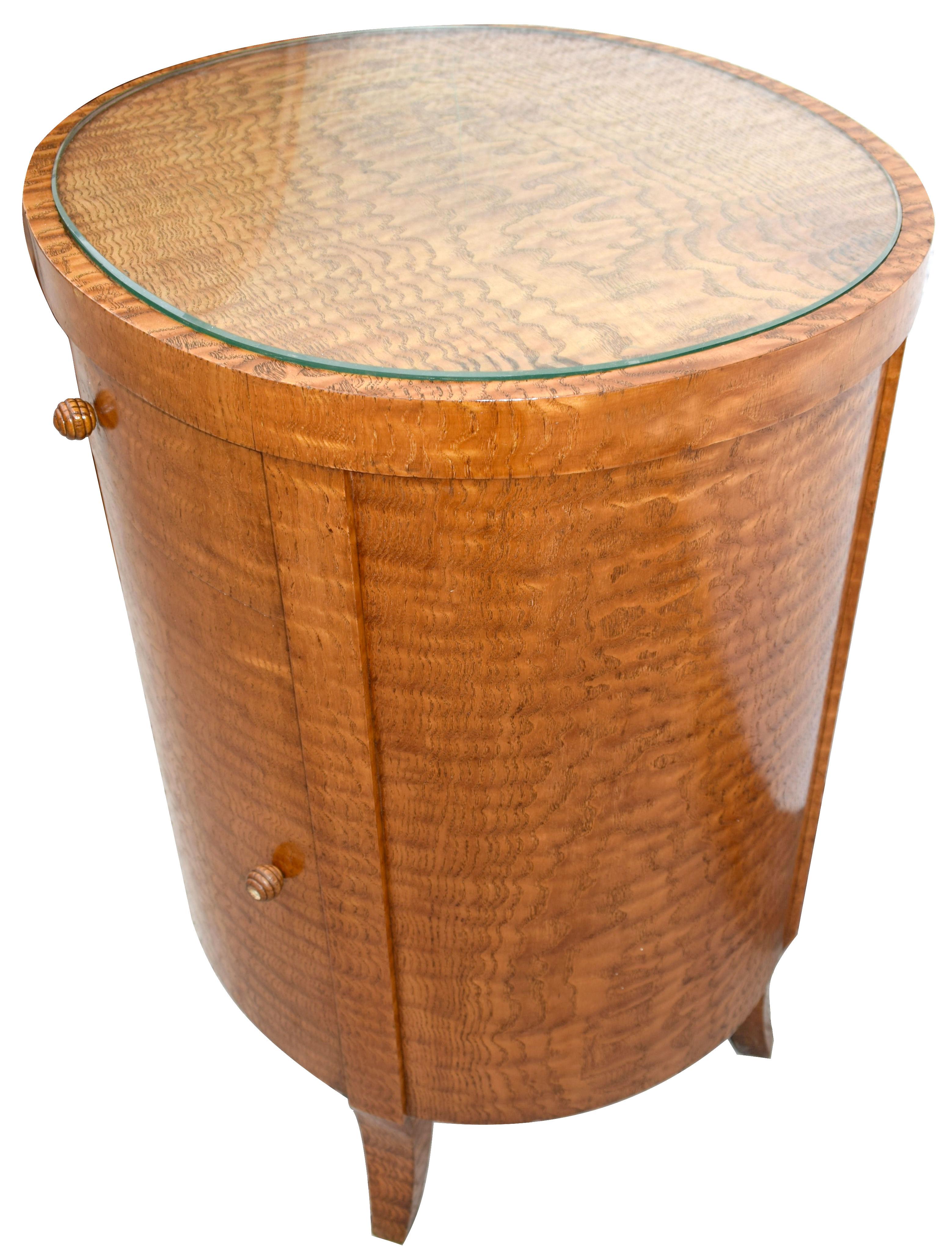 Art Deco Cylindrical Chinese Burl Ash Cabinet, France, circa 1930 In Good Condition In Devon, England