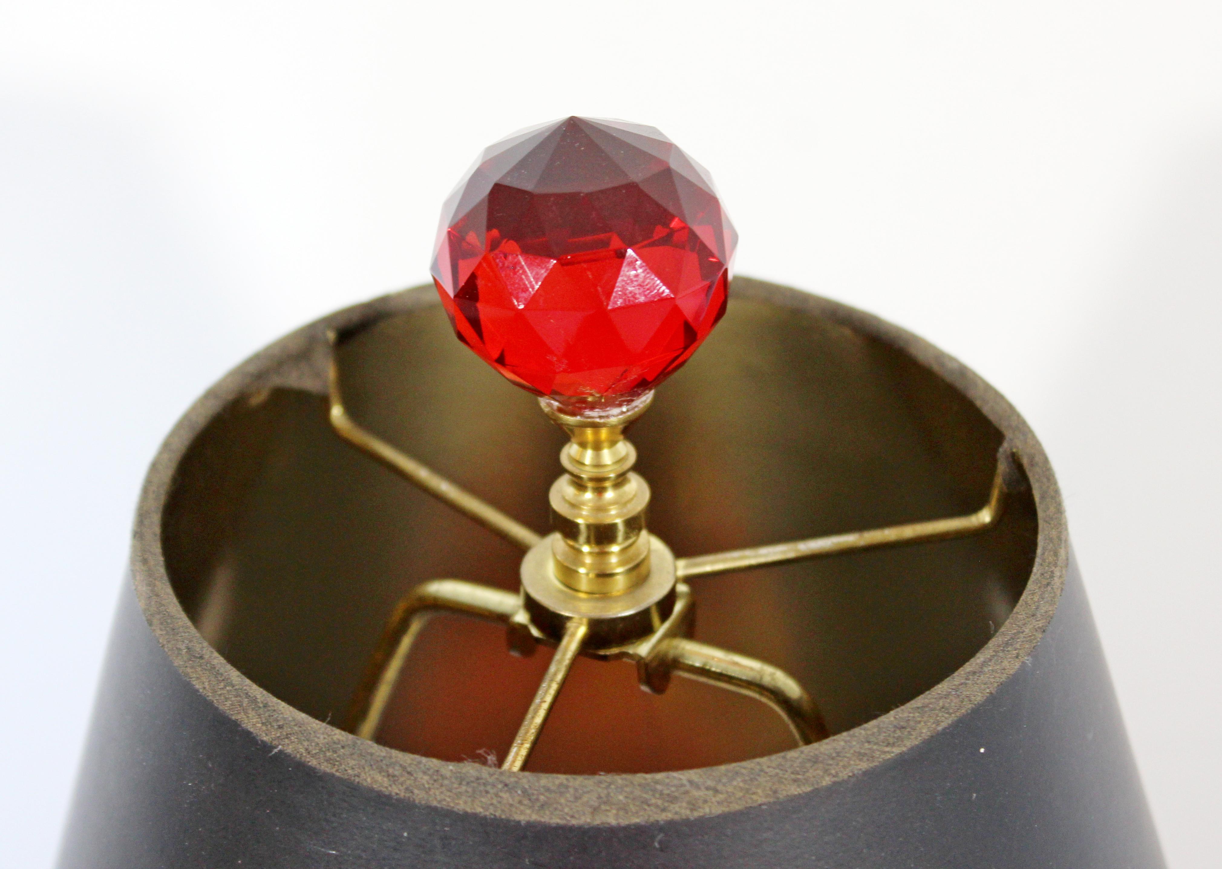 Art Deco Czech Art Glass Beads 3 Way Light Table Lamp Original Finial 2