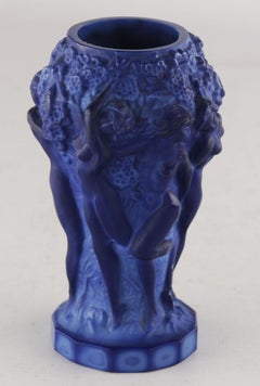 Vase Art Déco en verre d'art bleu tchèque de la collection "Ingrid" de C.C. Schlevogt