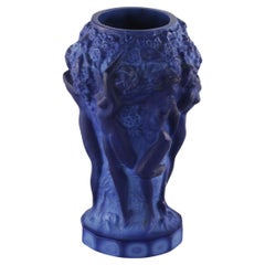 Antique Art Déco Czech Blue Art Glass Vase from the 'Ingrid' Collection by C. Schlevogt