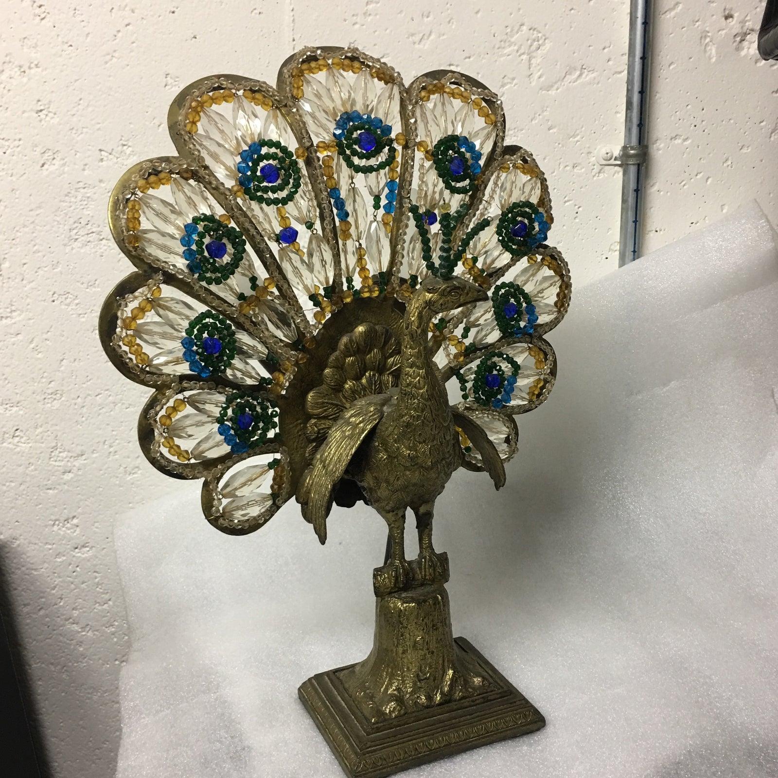 art deco peacock lamp